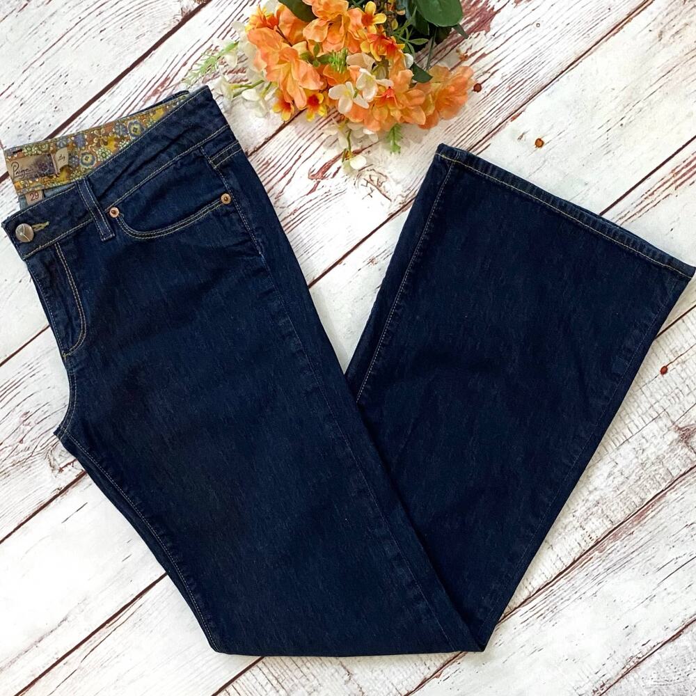 PAIGE Premium Denim 'Bentley' Low Rise Dark Wash Flare Jeans